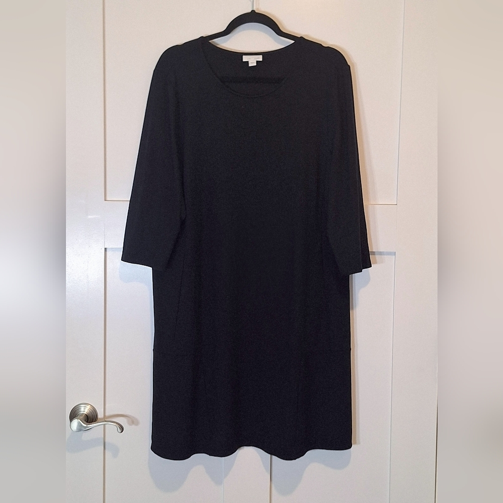 J.Jill Ponte Shift Multi Seamed Dress Stretchy 3/4 Sleeves Size XL